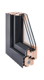 Série 101 Diagonal - Châssis de fenêtre en lamellé-collé avec revêtement en aluminium